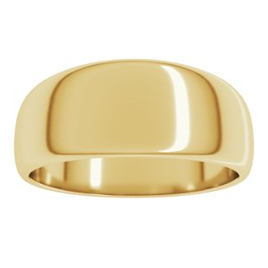 14K Yellow Gold 8 Mm Half Round Tapered Band Size 13.5