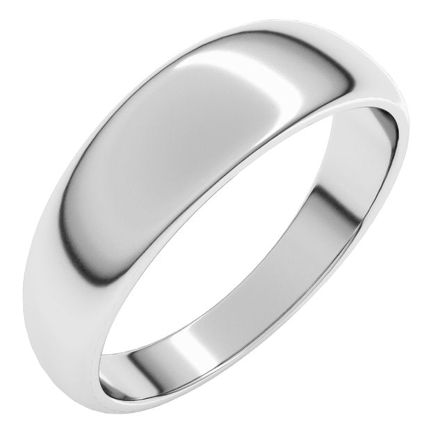 14K Yellow Or White Or Rose Gold Or Sterling Silver Or Platinum Standard Fit Half Round Tapered Band