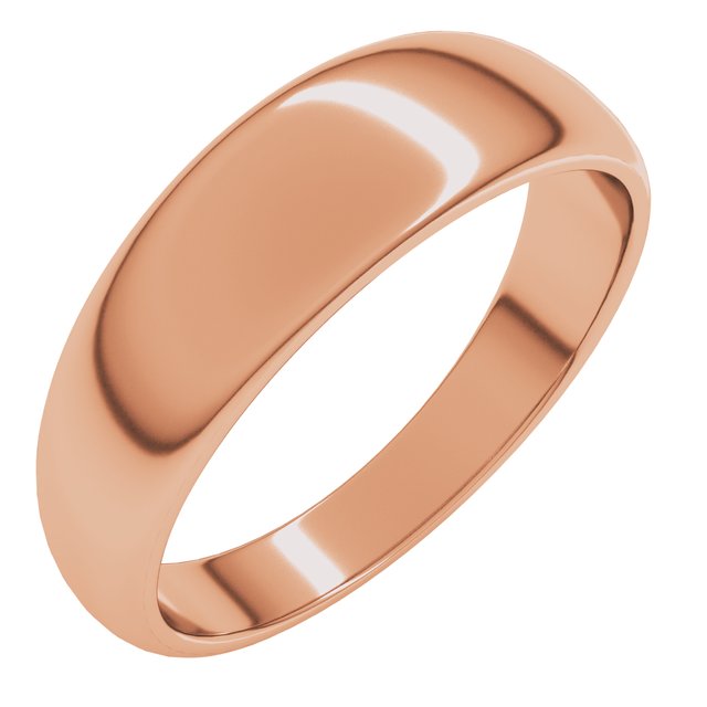 14K Yellow Or White Or Rose Gold Or Sterling Silver Or Platinum Standard Fit Half Round Tapered Band