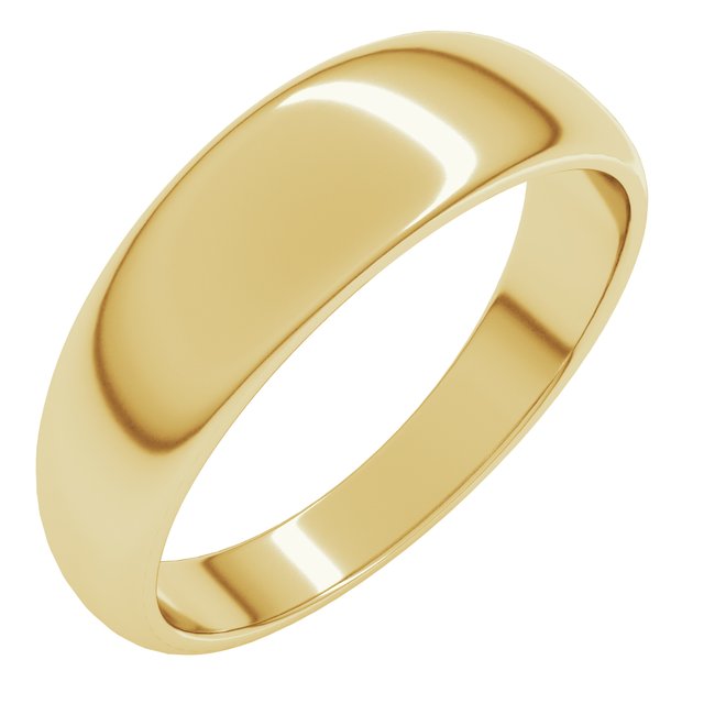 14K Yellow Or White Or Rose Gold Or Sterling Silver Or Platinum Standard Fit Half Round Tapered Band
