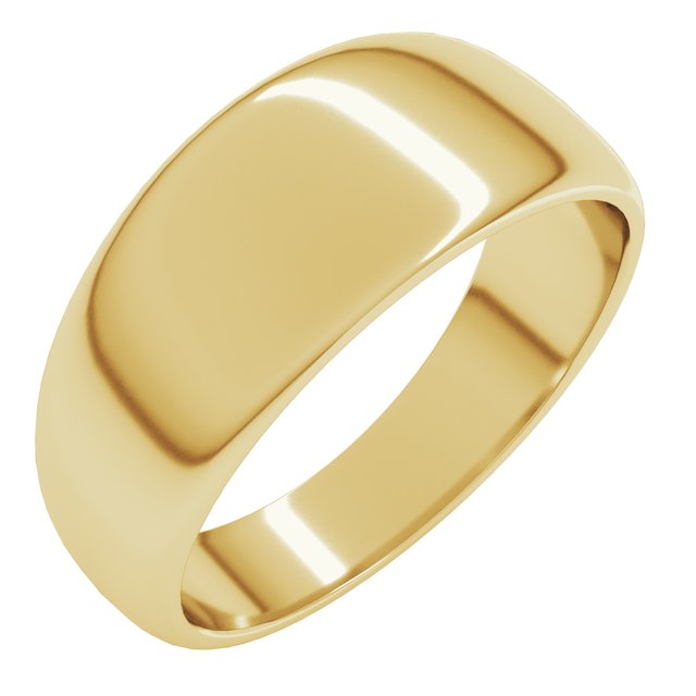 14K Yellow Or White Or Rose Gold Or Sterling Silver Or Platinum Standard Fit Half Round Tapered Band