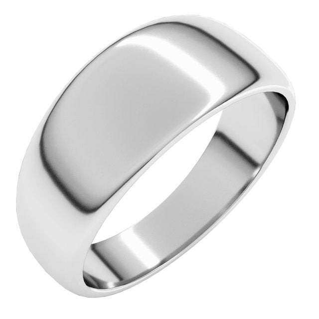 14K Yellow Or White Or Rose Gold Or Sterling Silver Or Platinum Standard Fit Half Round Tapered Band
