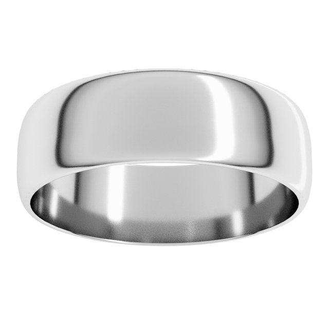 Sterling Silver Or Platinum Ultra-Lightweight Standard Fit Half Round Band
