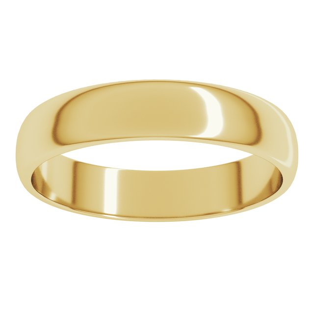 14K Yellow Or White Or Rose Gold Or Sterling Silver Or Platinum Or Palladium Lightweight Standard Fit Half Round Band