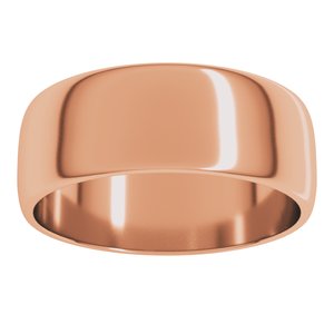 14K Yellow Or Rose Gold Or Sterling Silver 7 Mm Standard Lightweight Half Round Light Band