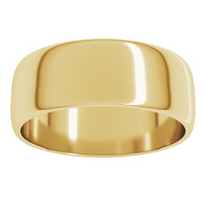 10K Yellow Gold 7 Mm Standard Lightweight Half Round Light Band Size 15