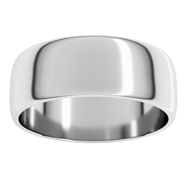 14K Yellow Or White Or Rose Gold Or Sterling Silver Or Platinum Or Palladium Lightweight Standard Fit Half Round Band