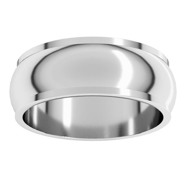 14K Yellow Or White Gold Or Platinum Standard Stepped-Edge Half Round Band