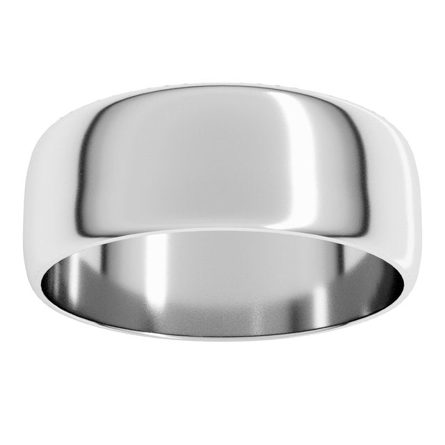 Sterling Silver Or Platinum Ultra-Lightweight Standard Fit Half Round Band