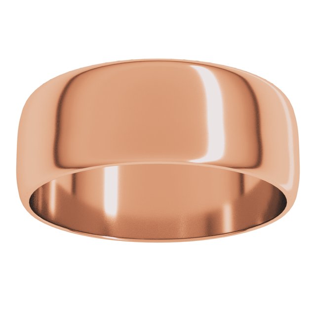 18K Yellow Or White Or Rose Gold Ultra-Lightweight Standard Fit Half Round Band
