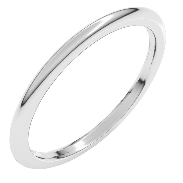 22K Yellow Or White Or Rose Gold Or Sterling Silver Standard Weight Comfort-Fit Half Round Band