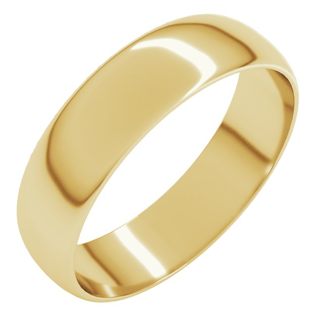 18K Yellow Or White Or Rose Gold Ultra-Lightweight Standard Fit Half Round Band