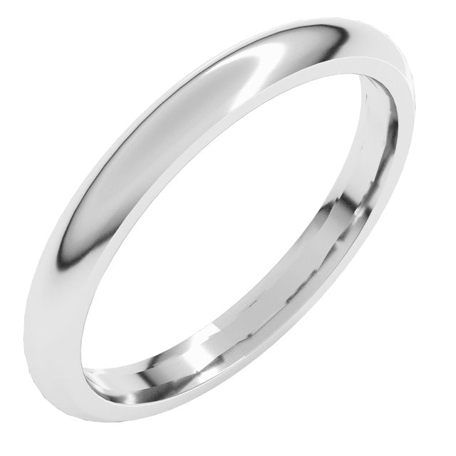 22K Yellow Or White Or Rose Gold Or Sterling Silver Standard Weight Comfort-Fit Half Round Band