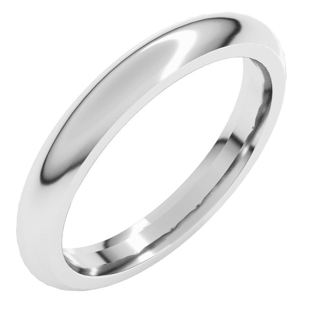 14K Yellow Gold Or Sterling Silver Or Platinum Or Palladium Standard Weight Comfort Fit Half Round Band