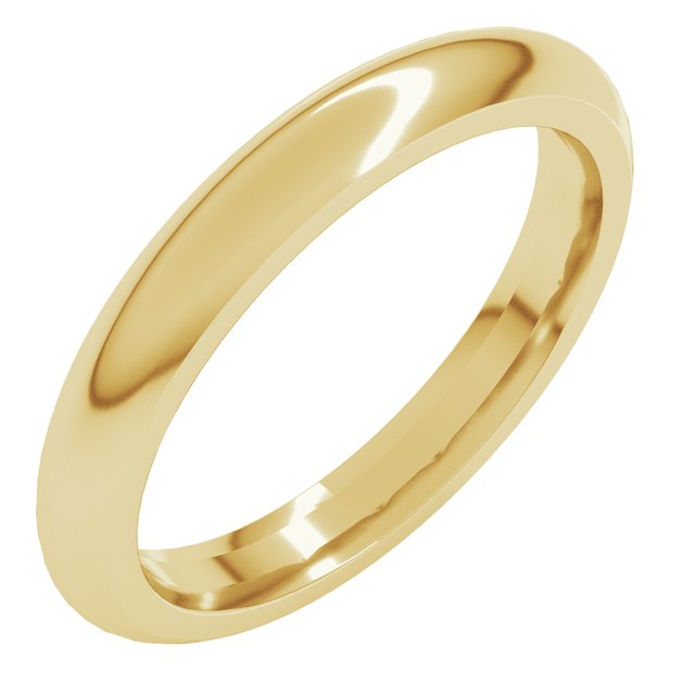 18K Yellow Or White Or Rose Gold Standard Weight Comfort Fit Half Round Band