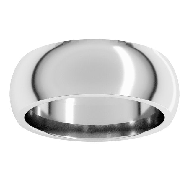 14K Yellow Gold Or Sterling Silver Or Platinum Or Palladium Standard Weight Comfort Fit Half Round Band