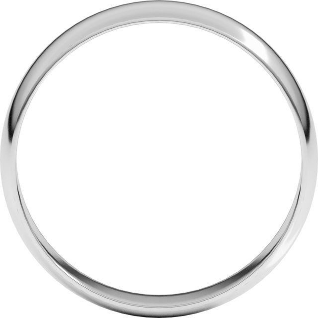 Sterling Silver Or Platinum Ultra-Lightweight Standard Fit Half Round Band