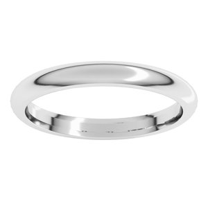 14K White Gold 2.5 Mm Half Round Comfort Fit Band Size 3