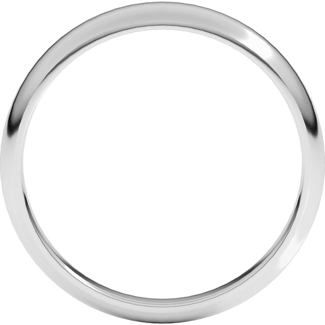 14K Yellow Or White Or Rose Gold Or Sterling Silver Or Platinum Standard Fit Half Round Tapered Band