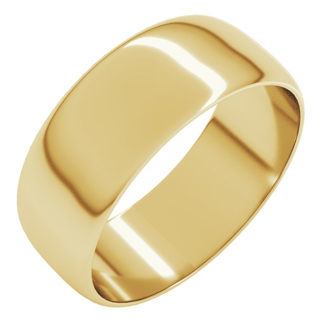 18K Yellow Or White Or Rose Gold Ultra-Lightweight Standard Fit Half Round Band