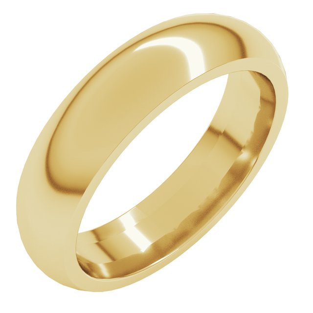22K Yellow Or White Or Rose Gold Or Sterling Silver Standard Weight Comfort-Fit Half Round Band