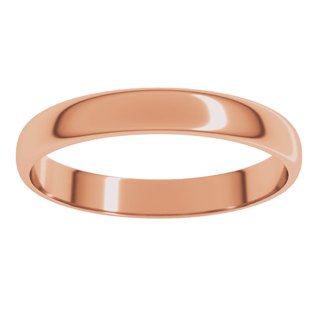 14K Yellow Or White Or Rose Gold Ultra-Lightweight Standard Fit Half Round Band