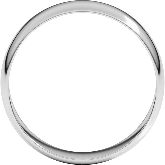 Sterling Silver Or Platinum Ultra-Lightweight Standard Fit Half Round Band