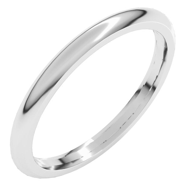 22K Yellow Or White Or Rose Gold Or Sterling Silver Standard Weight Comfort-Fit Half Round Band