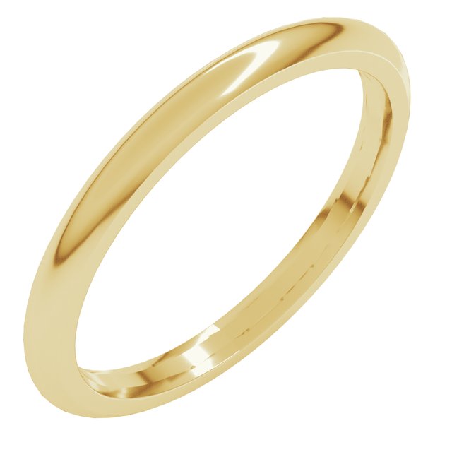 14K Yellow Gold Or Sterling Silver Or Platinum Or Palladium Standard Weight Comfort Fit Half Round Band