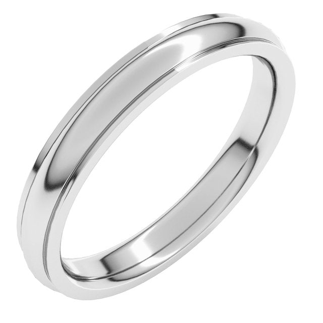 14K Yellow Or White Or Rose Gold Or Sterling Silver Or Platinum Or Palladium Standard Stepped-Edge Comfort-Fit Half Round Band
