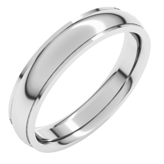 14K Yellow Or White Or Rose Gold Or Sterling Silver Or Platinum Or Palladium Standard Stepped-Edge Comfort-Fit Half Round Band