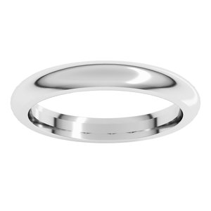 14K White Gold 3 Mm Half Round Comfort Fit Band Size 6