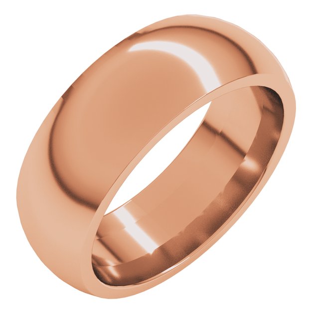 22K Yellow Or White Or Rose Gold Or Sterling Silver Standard Weight Comfort-Fit Half Round Band