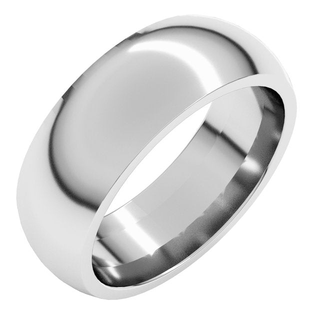 14K Yellow Gold Or Sterling Silver Or Platinum Or Palladium Standard Weight Comfort Fit Half Round Band