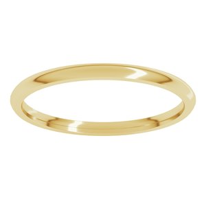 10K Yellow Or White Gold 1.5 Mm Half Round Comfort Fit Light Band