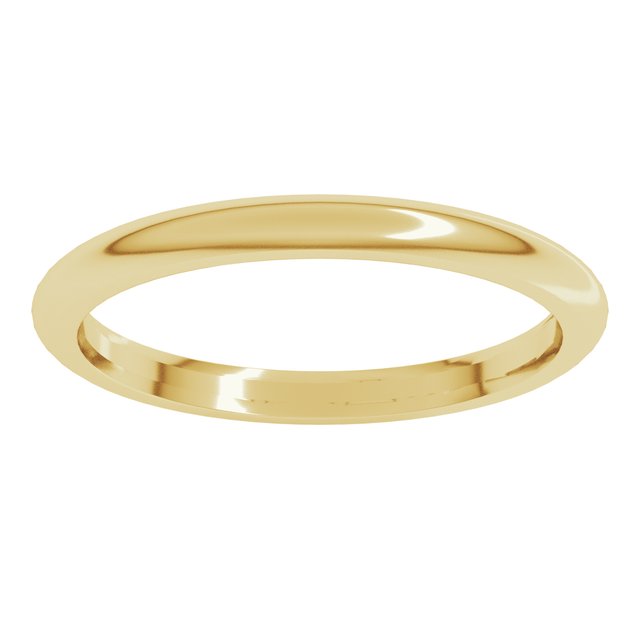 14K Yellow Gold Or Sterling Silver Or Platinum Or Palladium Standard Weight Comfort Fit Half Round Band