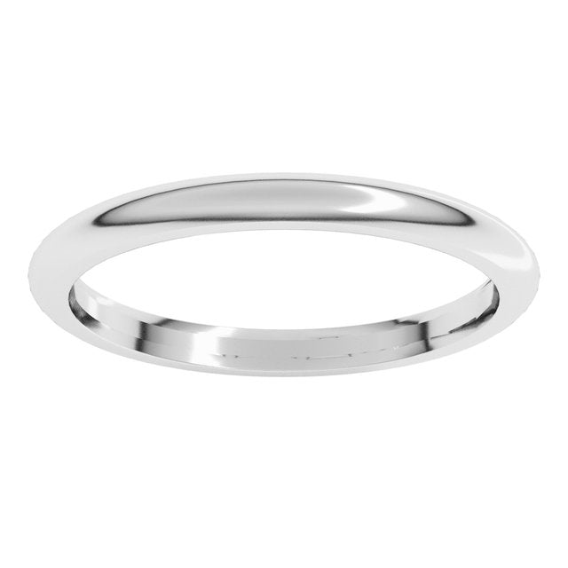 22K Yellow Or White Or Rose Gold Or Sterling Silver Standard Weight Comfort-Fit Half Round Band