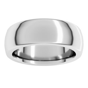 Sterling Silver 7 Mm Comfort-Fit Heavyweight Half Round Comfort Fit Heavy Band Size 6.5