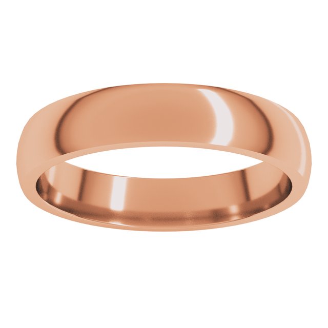 18K Yellow Or White Or Rose Gold Or Palladium Lightweight Comfort-Fit Half Round Band
