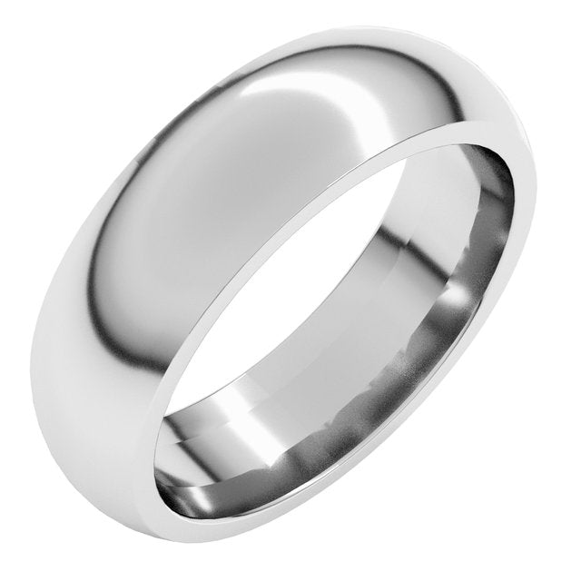14K Yellow Gold Or Sterling Silver Or Platinum Or Palladium Standard Weight Comfort Fit Half Round Band