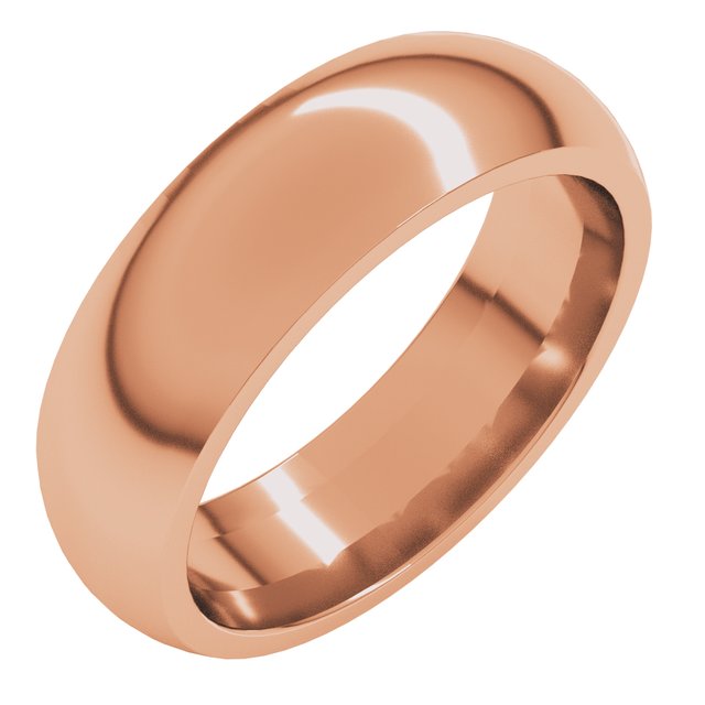 14K Yellow Or White Or Rose Gold Standard Weight Comfort Fit Half Round Band