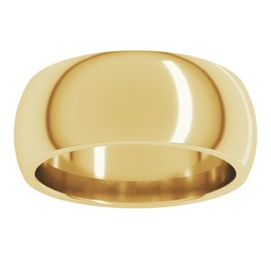 22K Yellow Gold Round 8 Mm Comfort-Fit Standard Weight Half Round Comfort Fit Band Size 10