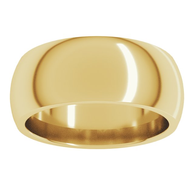 14K Yellow Gold Or Sterling Silver Or Platinum Or Palladium Standard Weight Comfort Fit Half Round Band