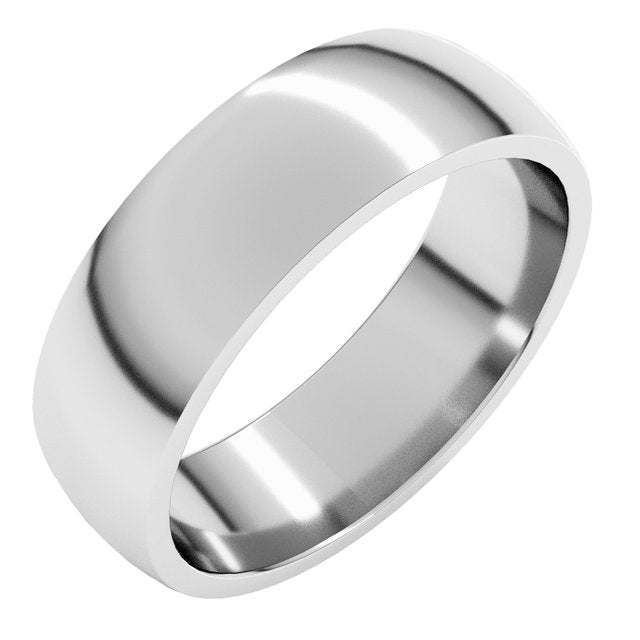 Sterling Silver Or Platinum Lightweight Comfort-Fit Half Round Band
