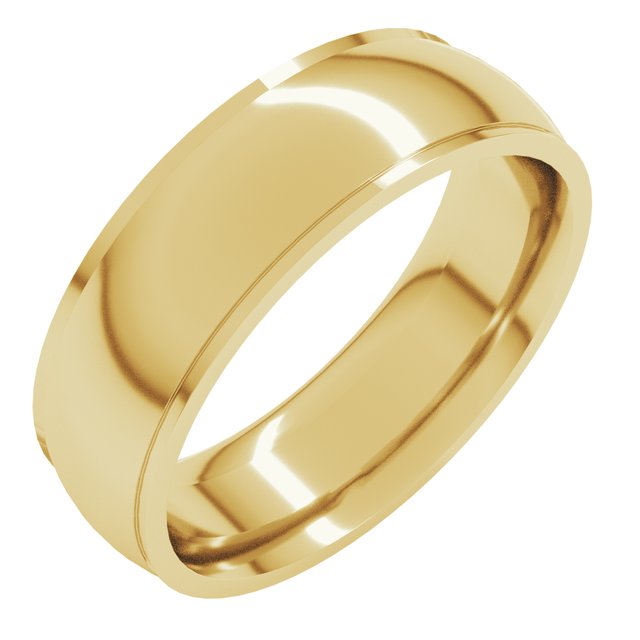 14K Yellow Or White Or Rose Gold Or Sterling Silver Or Platinum Or Palladium Standard Stepped-Edge Comfort-Fit Half Round Band