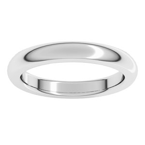 14K X1 White Gold 3 Mm Heavyweight Half Round Comfort Fit Heavy Band Size 6.5