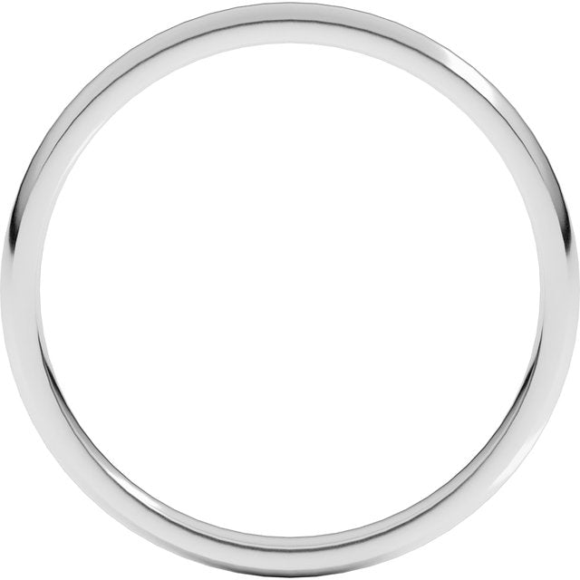 Sterling Silver Or Platinum Lightweight Comfort-Fit Half Round Band