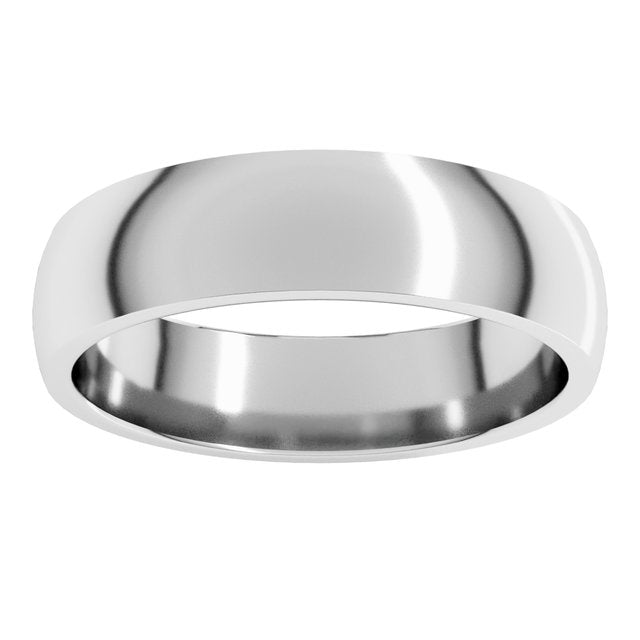 Sterling Silver Or Platinum Lightweight Comfort-Fit Half Round Band