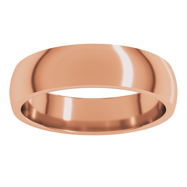 18K Yellow Or White Or Rose Gold Or Palladium Lightweight Comfort-Fit Half Round Band