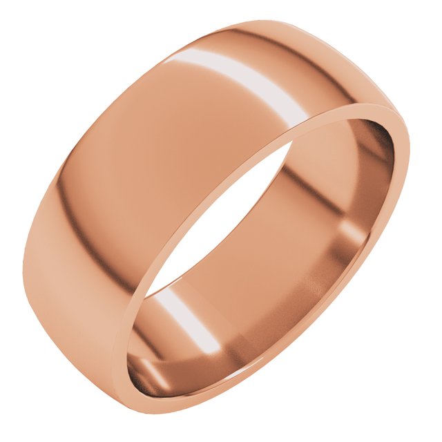 14K Yellow Or White Or Rose Gold Or Palladium Lightweight Comfort-Fit Half Round Band